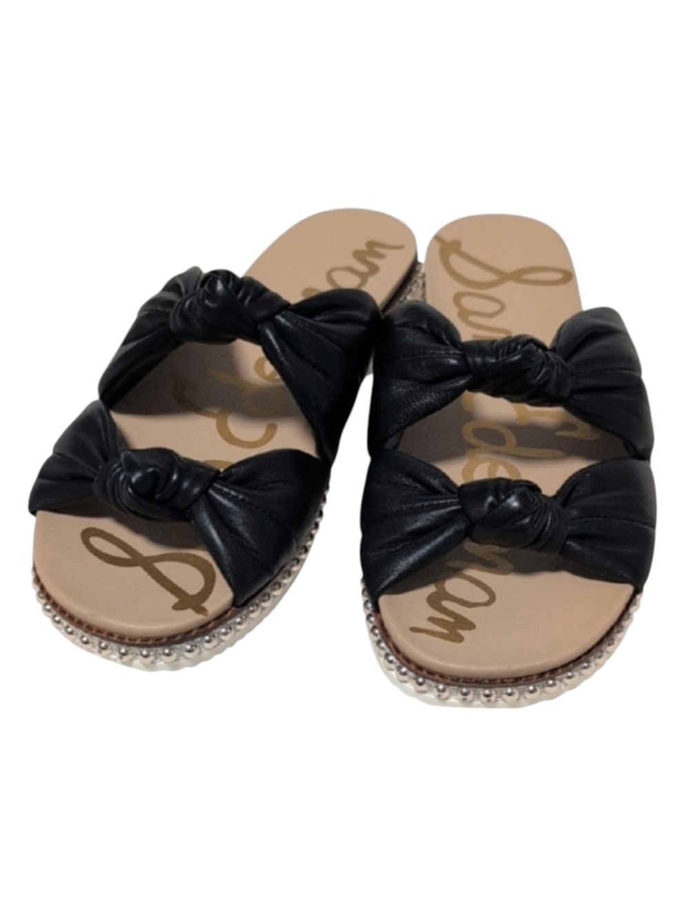 Sam Edelman Alyse Black Studded Leather Slides Size 9.5